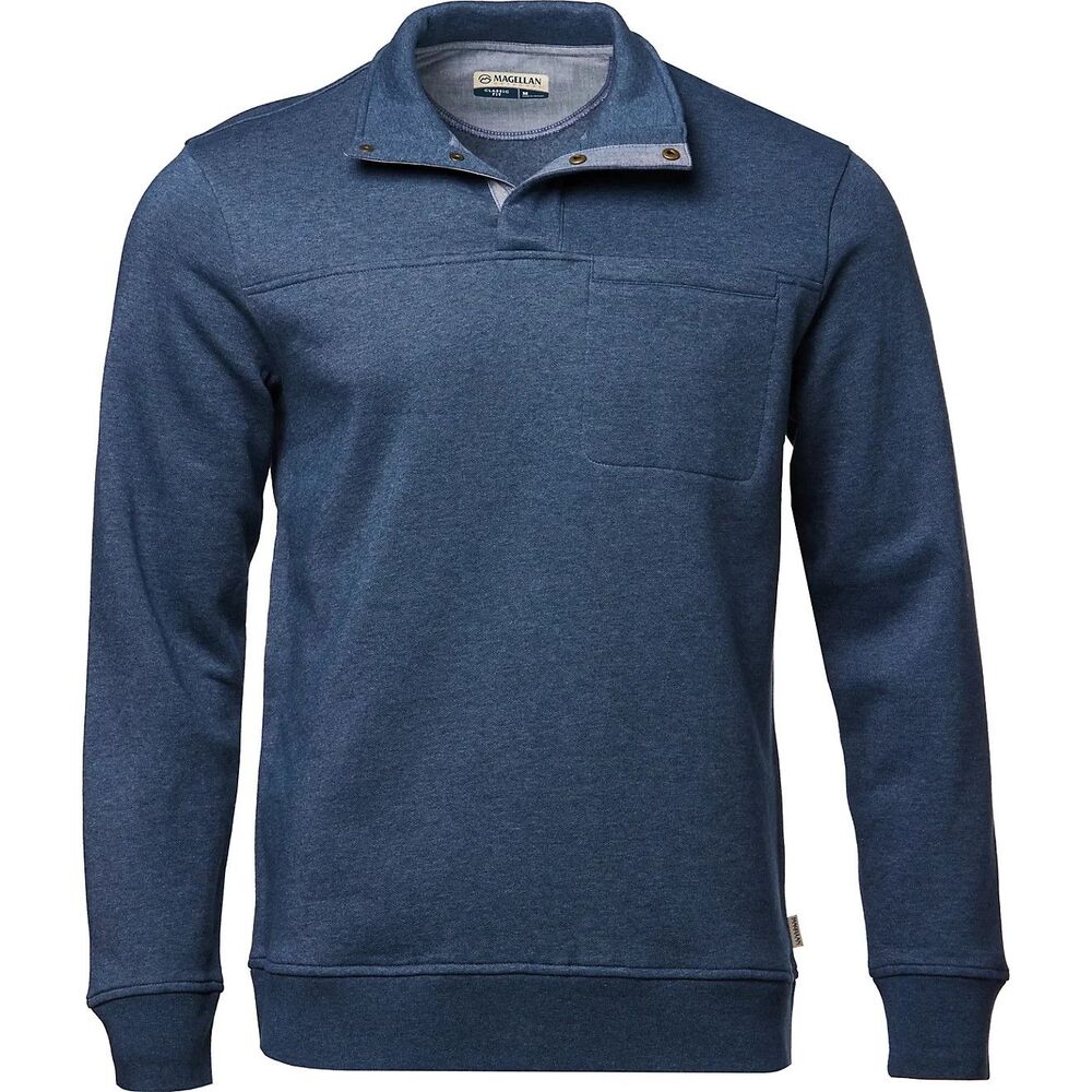 Magellan Men's Campfire Mock 1/4 Zip Snap Pullover Classic Fit Blue 3XL- Read